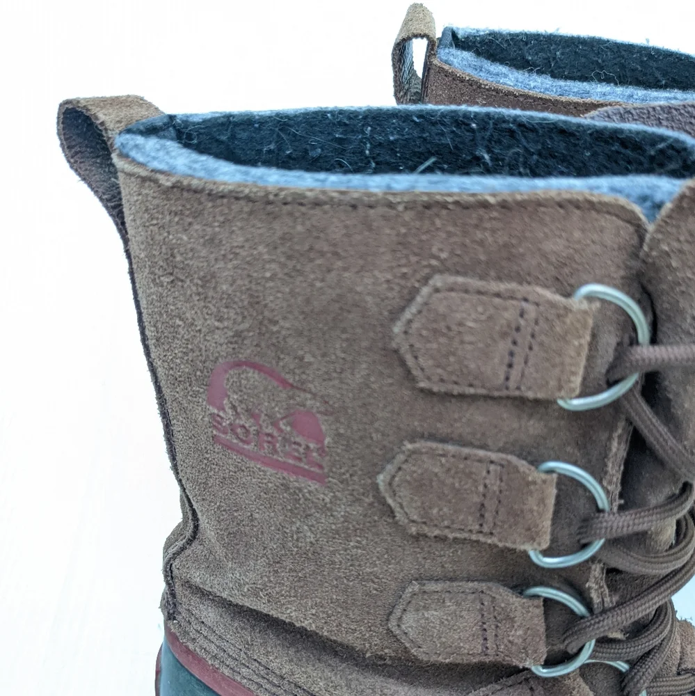SOREL Sudbury II women's brown leather lace-up insulated winter snow duck boots